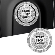 2 PCS Bling Crystal Car Engine Start Ring Sticker, Sparkling Rhinestone Key I...