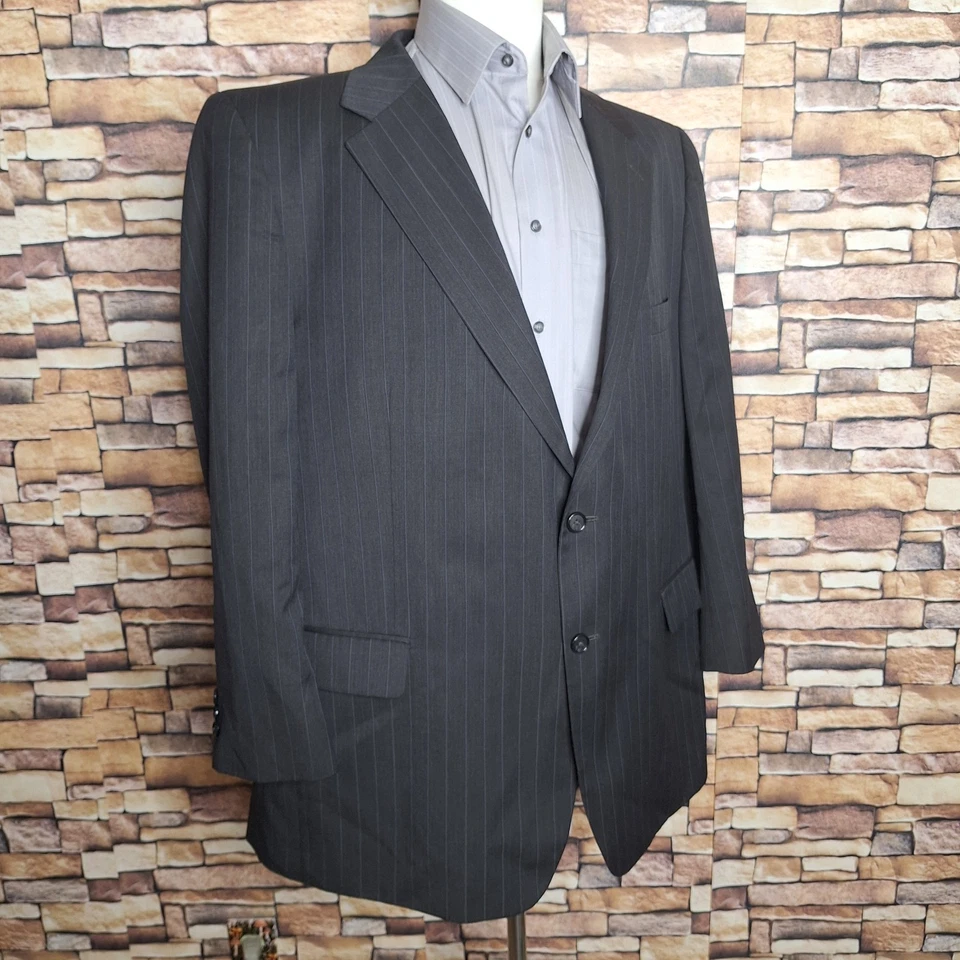 Костюм мужской Petrocelli 2 предмета 48R 42X29 темно-серый в полоску одинарный вентилируемый - Изображение 4 из 4