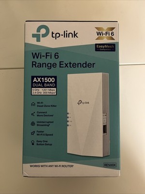 TP-Link RE500X Wi-Fi 6 Extender AX1500 Mesh Compatible Gigabit Ethernet Port
