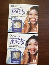 Lot of 2 Olay Face Cleansing Melts with Hyaluronic Acid - 32ct Each NEW