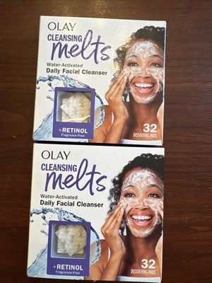 Lot of 2 Olay Face Cleansing Melts with Hyaluronic Acid - 32ct Each NEW