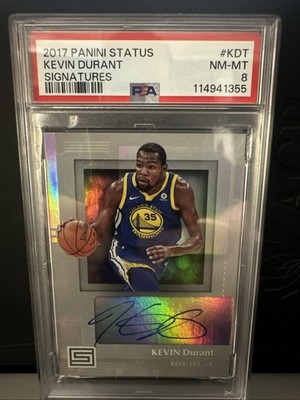 2017 PANINI STATUS SIGNATURES #KDT KEVIN DURANT PSA 8 On Card AUTO