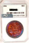 1904-P  Rare Date CH ++ / Gem BU  Attractive Target Toned Rainbow  Sharp Coin