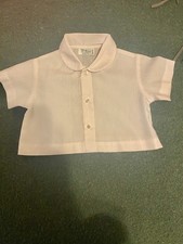 Vintage Tiny Tots White Baby Girl Shirt With Pearlescent Buttons