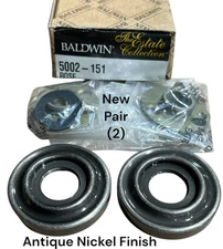 Baldwin Estate Rose 5002-151 Antique Nickel Finish Pair (2) Handle Trim Ring NOS