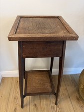 Vintage Solid Wood Side Lamp Table Plant Stand 68cm Rustic Arts & Crafts Style