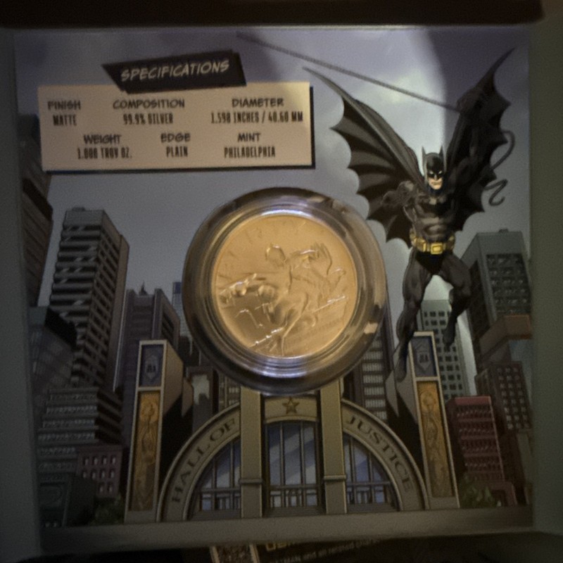 Batman 99.9% Silver Matte Strike Coin/Medallion Minted in Philadelphia