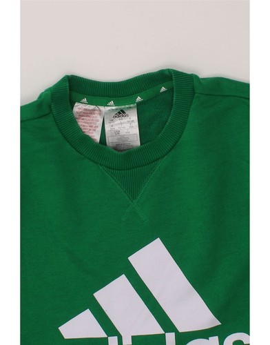 ADIDAS Boys Graphic Sweatshirt Jumper 13-14 Years Green Cotton OC15 - Picture 3 of 3