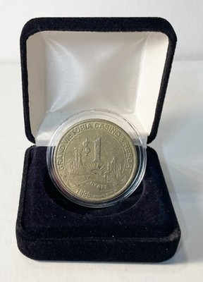 Grand Victoria Indiana Casino Token 1 Dollar Coin w/ holder & felt display case