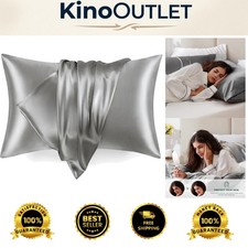 Silky Smooth Satin Pillowcase Set 20x26 - Elegant Breathable Dark Grey