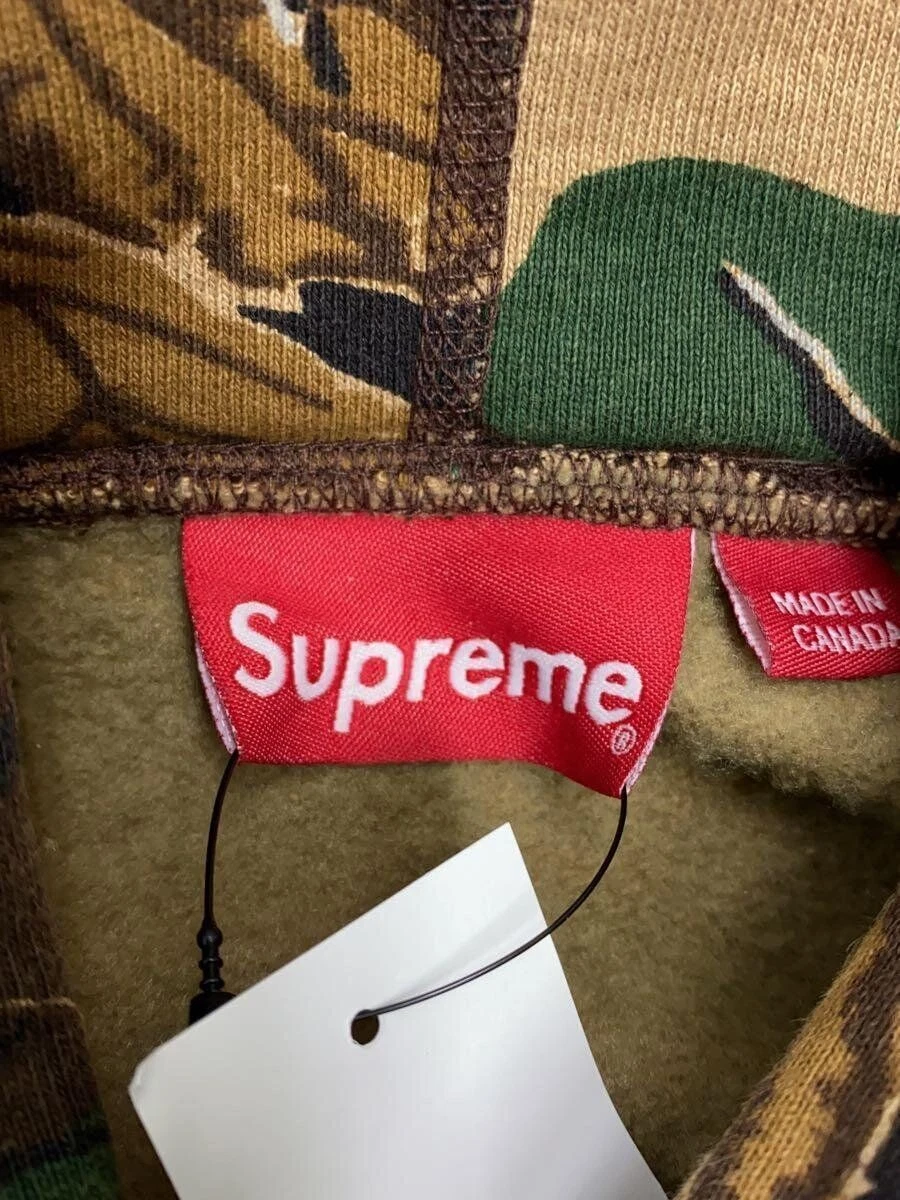 Felpa Supreme con cappuccio M cotone kaki mimetica usata