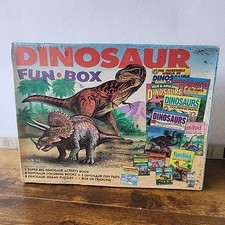 VTG Dinosaur Fun Box Includes Coloring and Activity Books Pads Puzzles Crayons
