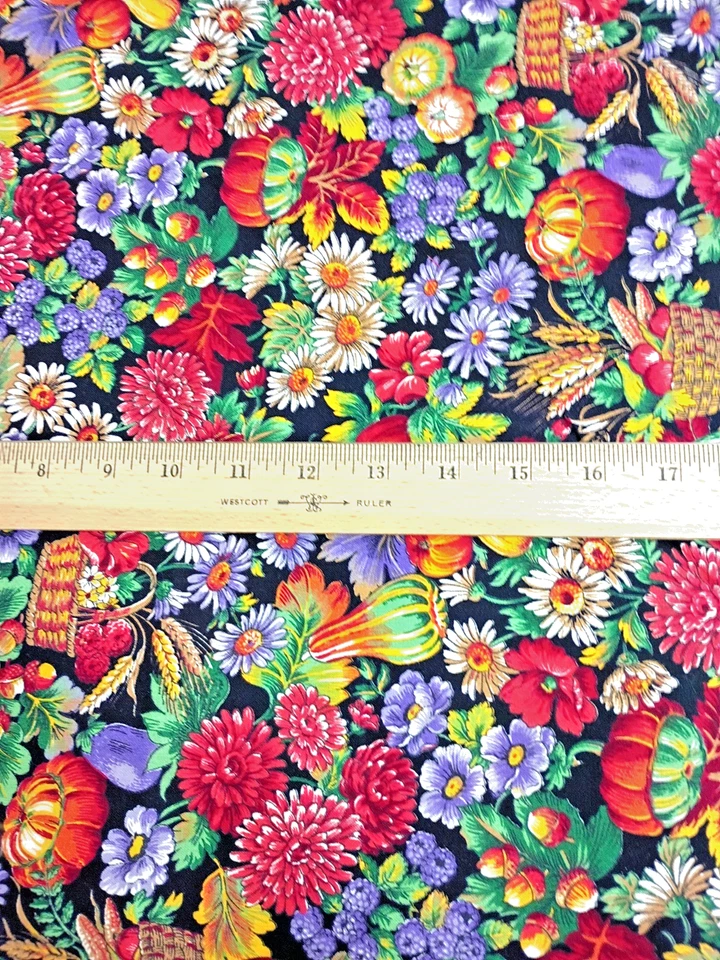 Sharon Kessler Autumn Floral Cranston Fabric 100% Cotton By Yard 4 yds. Total - Image 2 of 4