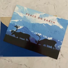 Reindeer Silhouette Snow Mountain Peace on Earth Greeting Card National Wildlife