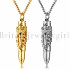 Dragon Sword Bullet Memorial Keepsake Pendant Cremation Ash Urn Necklace for Men
