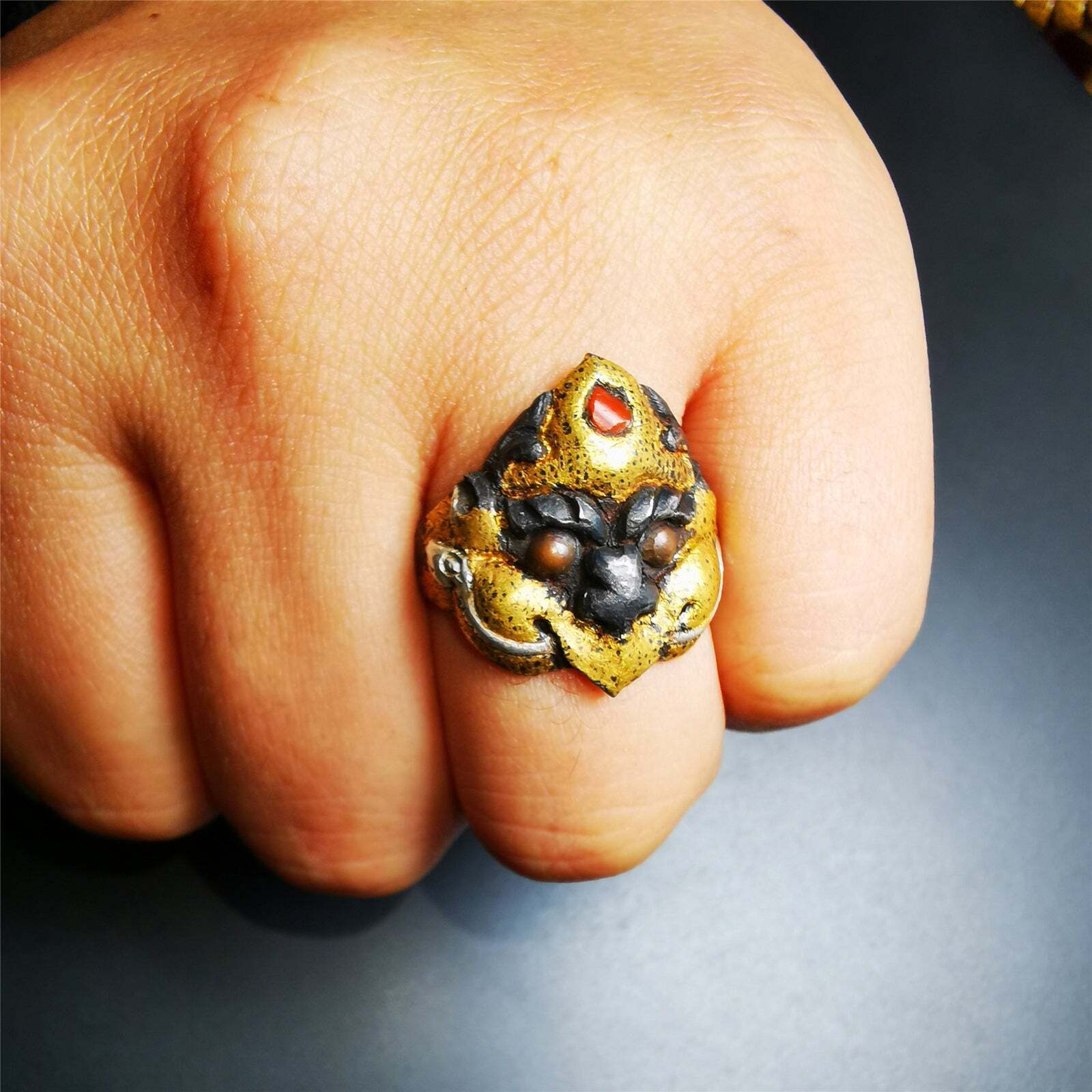 Gandhanra Unique Handmade Men's Ring,Tibetan Buddhist Garuda Ring,Amulet Jewelry