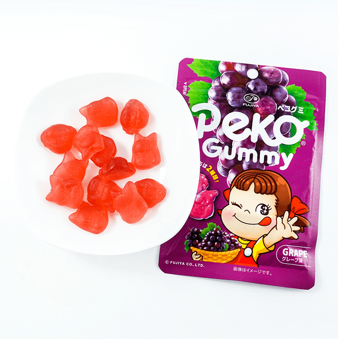 FUJIYA Peko Chan Grape Gummies Japanese Soft Fruit Candy (1.76 oz