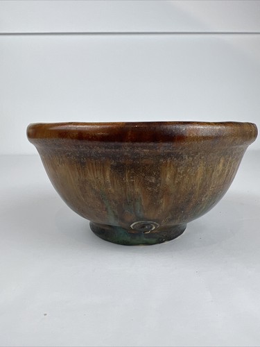 Pottery Bowl Blue Iridescent Drip Glaze Artist Signed 5.5” - Picture 2 of 12