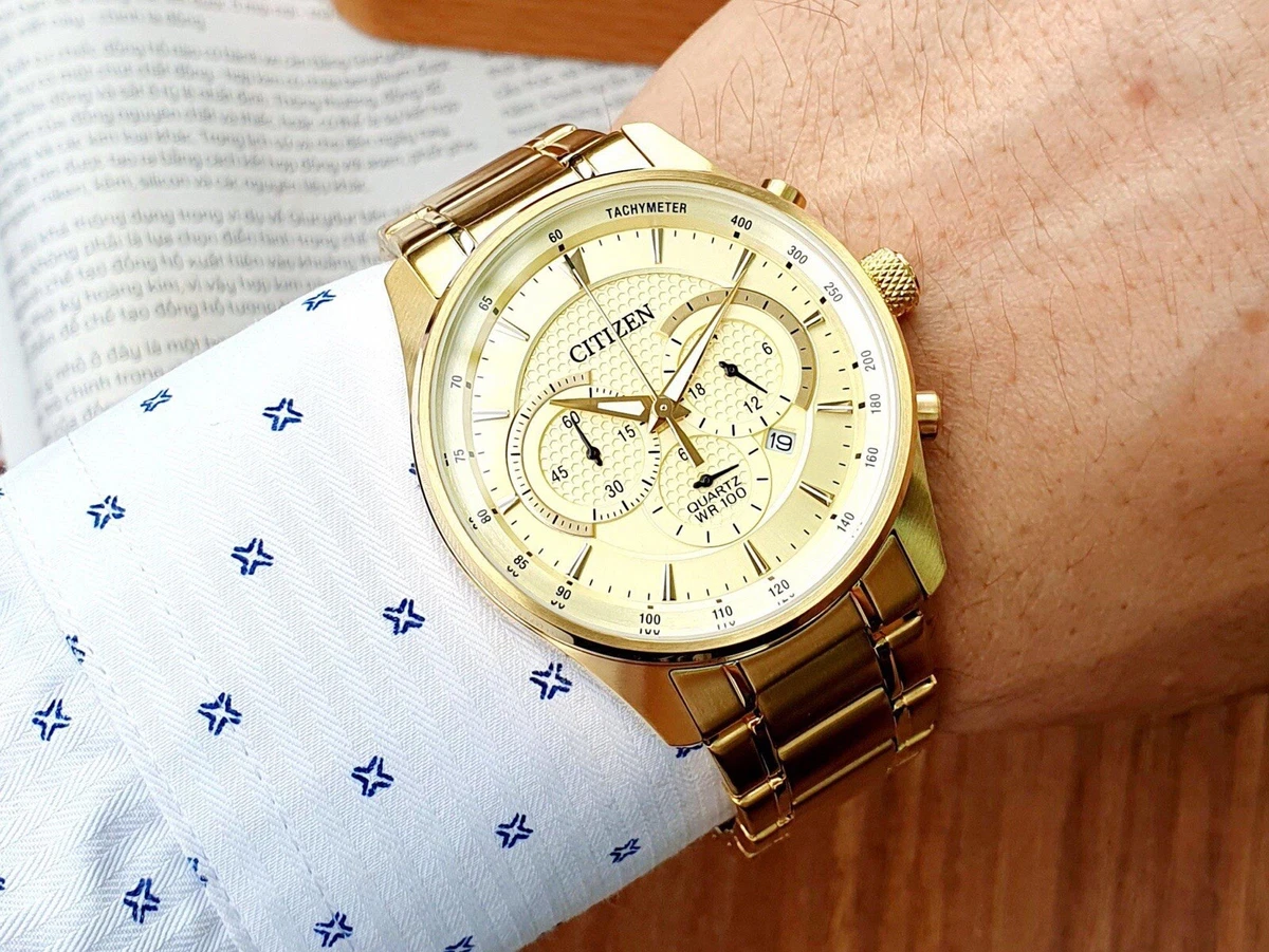Citizen Chronograph Quartz GOLD COLOR Champagne Dial Men s Watch AN8192 56P