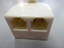 RJ11 6P4C 1 Male to 2 Female Telephone Phone Line Splitter T Adapter White