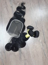 12A BRAZILIAN VIRGIN HUMAN HAIR BODY WAVE 16+16+16&14INCH 5X5 WIDER CLOSURE 390g