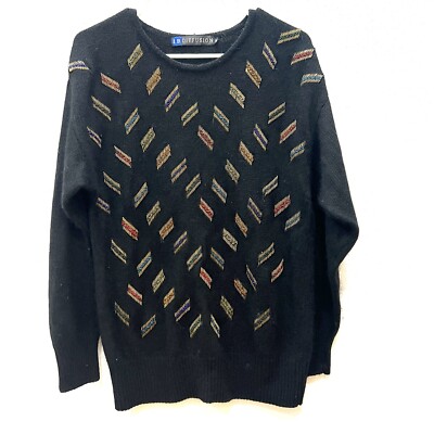 Vintage IB DIFFUSION Sweater RETRO CORE Multicolor Gold Beading Size M 80's