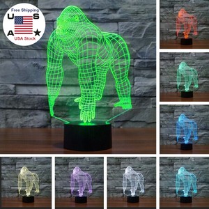 Orangutan Monkey 3d Illusion Visual Night Light 7 Led Desk Table Lamp Bedroom Ebay