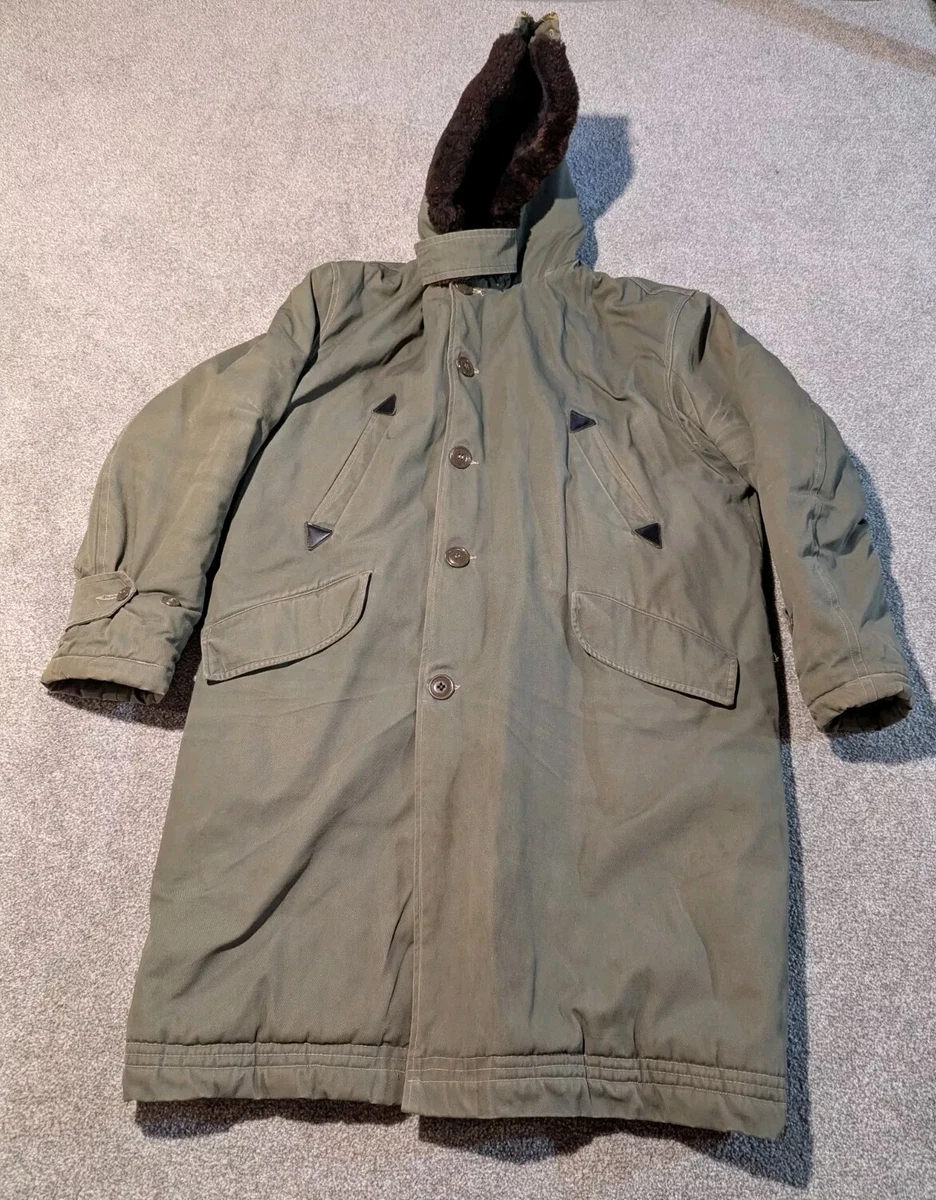 us army  parka 50s 後染め US Army Jacket Mens Large Long B9 B-9 Parka Zip Hood 50s 60s Air