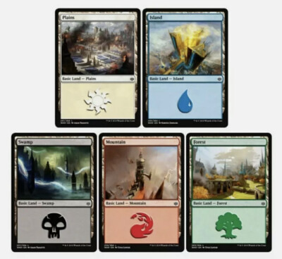 200 Assorted Basic Lands Card Lot (40 of each) MAGIC THE GATHERING MTG Sets  Vary