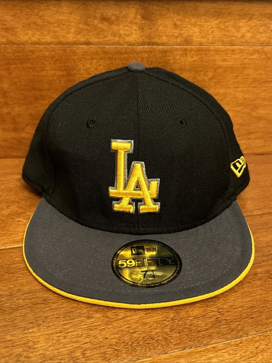 Los Angeles Dodgers New Era 59FIFTY Hat Black Yellow Fitted