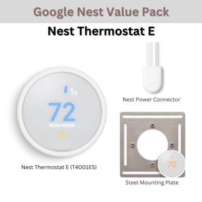 VALUE PACK: Nest Thermostat E + Power Connect + Steel Mount