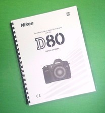 Owners Manual for Nikon D80 Camera 162 Pages W/Clear Covers 