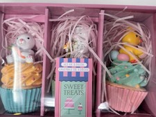Juego de Cupcakes de Imitación de Pascua, Juego de 3 Cupcakes, Decoración de Pascua, NUEVO