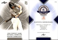 EASTON CARMICHAEL 2021 LEAF PERFECT GAME NATIONAL SHOWCASE ROOKIE CARD #173