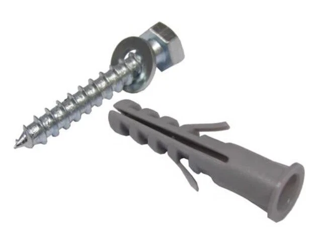 Auline Pack of 4 x M8 x 60mm Masonry Wall Fixing Kit with Bolt Plug Washer