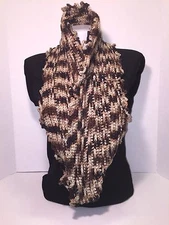 New Handmade Stylish Crochet Multicolor Brown Infinity Scarf
