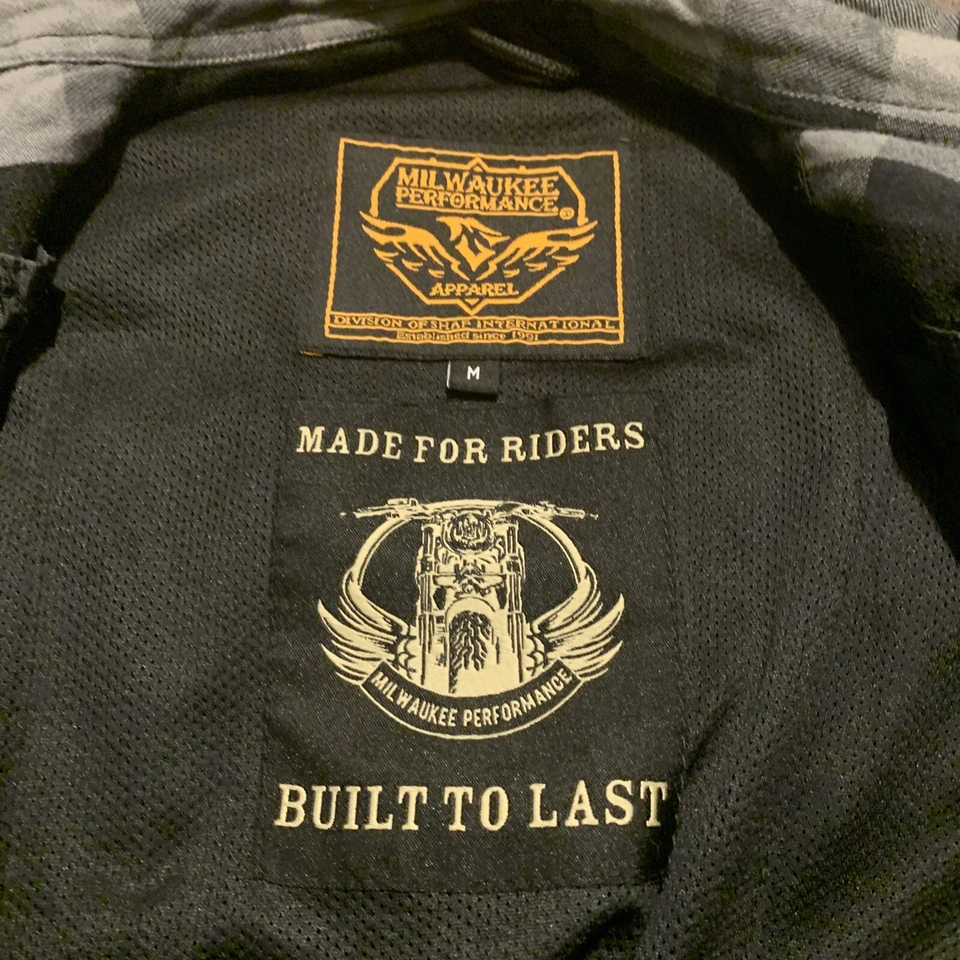 Milwaukee Leather Men's Performance Aramid Checkered Plaid Biker Shirt Medium - Image 2 of 4