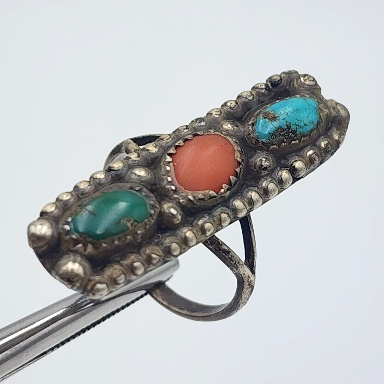 Collier Vintage En Argent 925 Avec Turquoise - Bijou Indien Navajo Lee Thompson - Occasion En Très Bon état