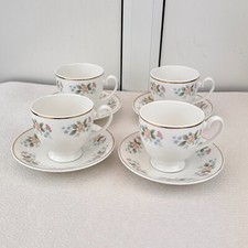 4 X Vintage Mayfair Bone China Teacup Saucer Plate Set Elegant Afternoon Tea