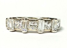 Sterling Silver Rectangular and Square Cubic Zirconia Wedding Band Ring Size 9