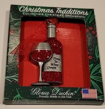 Christmas Traditions GLORIA DUCHIN "TIME TO WINE DOWN" ORNAMENT NIB USA MADE