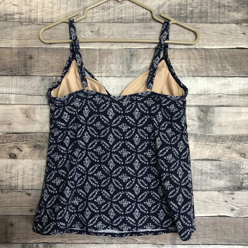 Traje de baño Tankini Lands End estampado azul Top para mujer 10 sujetador incorporado con aros Foto 2 de 4