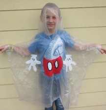 Disney Parks Mickey Mouse Clear Rain Poncho -- Hooded / Images of Hands  Shorts