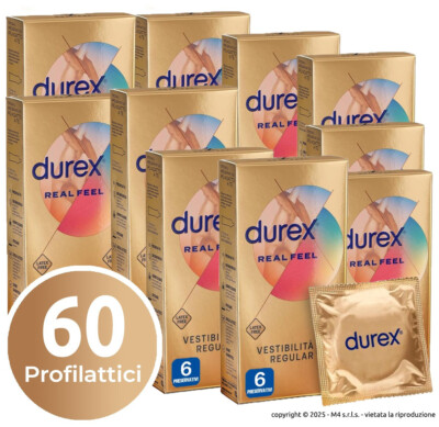 Profilattici Sottili Anallergici DUREX REAL FEEL Preservativi Senza Lattice 60