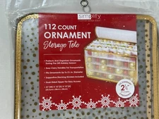 Simplify 112-Count Plastic Ornament Organizer, Semi-Clear, Gold