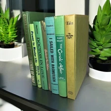 Vintage Green Book Decor Lot Antique Style Interior Design Staging Home