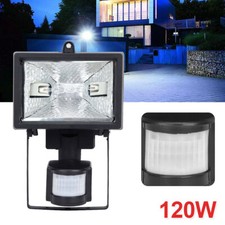 120W Halogen Floodlight With Pir Motion Sensor Garden Outdoor Security Lighting