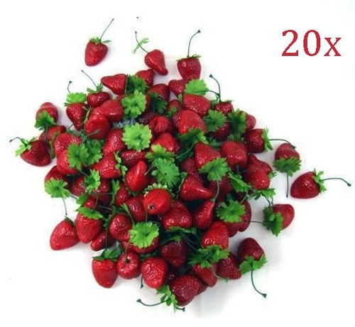 20 pièces fraise artificielle fruit maison fête cuisine décoration mini faux