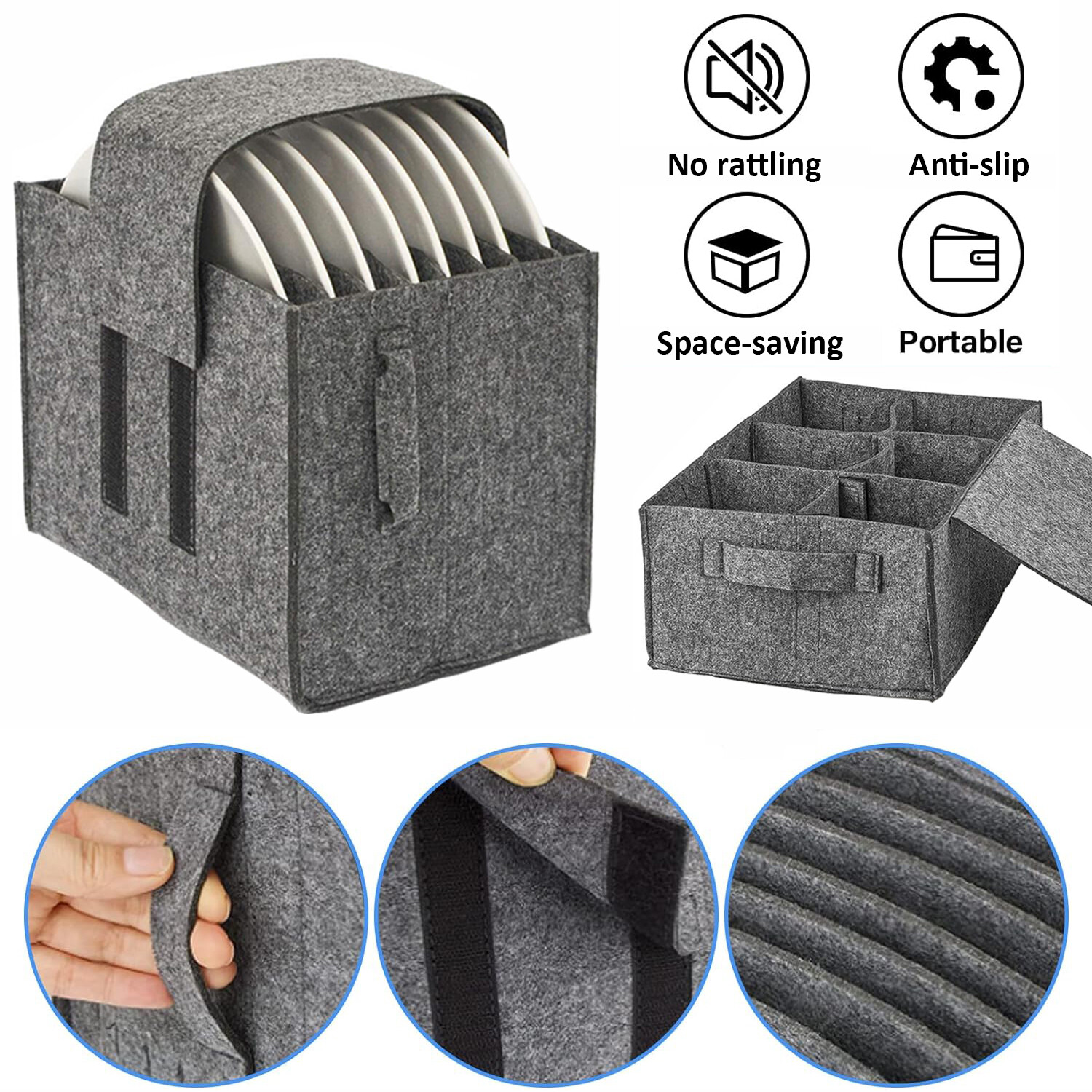 2 ud. portavajillas autocaravana soporte para platos soporte para tazas camping fieltro portavajilla