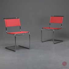 Thonet S33 N Freischwinger mit Netz Bauhaus Klassiker Stuhl Rot verchromt RAR
